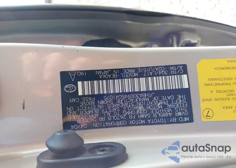 2004 Lexus Es 330 из США, поврежденный, VIN JTHBA30G945041075